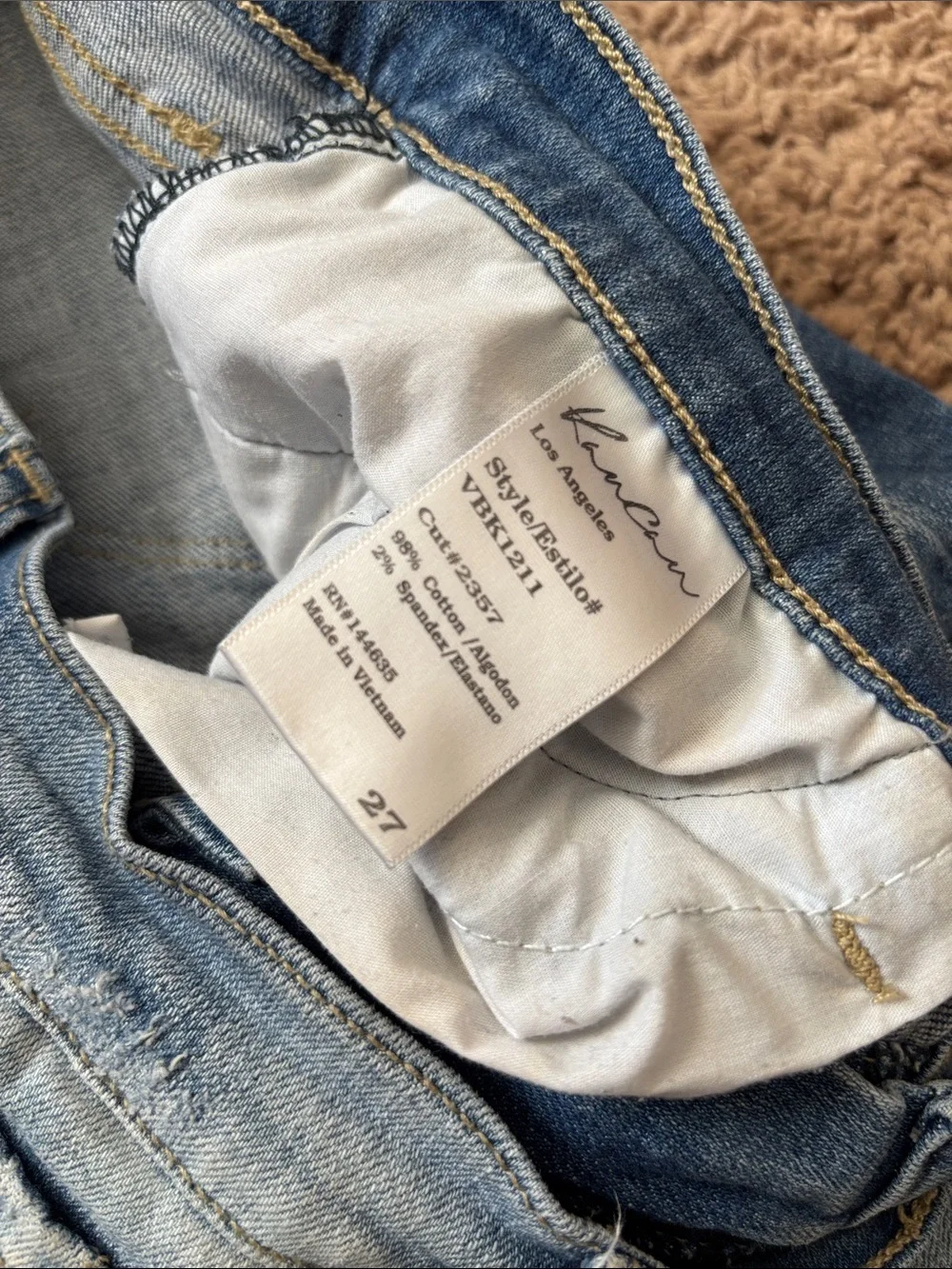 KanCan Light Blue Distressed Long Denim Shorts